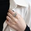 Anillo Retro Tailandés Ennegrecido de Plata de Ley S925 - Estilo Hip Hop Envejecido, Exagerado, Abierto para Mujeres en la Moda Europea y Americana
