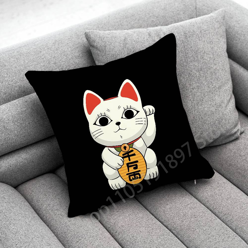 Maneki Neko Lucky Money Cat Throw Pillow Case For 45X45Cm 40X40Cm 55X55Cm 50X50Cm 30X30Cm Square Car Pillowcase Shell