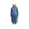 Polo Cotton Washed Denim Pocket Long Sleeve Dress Women Dresses Blue 211761854-001