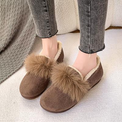 Lässige Damen-Einzelschuhe für Herbst und Winter, plus Fleece, warme Mutter-Schuhe, flache Schuhe für schwangere Frauen, Erbsen-Schuhe