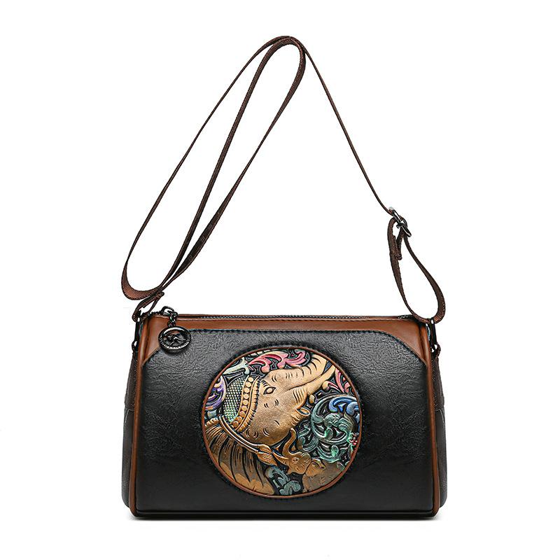 Summer Handbag Embossed Single Shoulder Crossbody Women's Bag Cross-border Artistic and Chinese Style Three-layer Pillow Bag