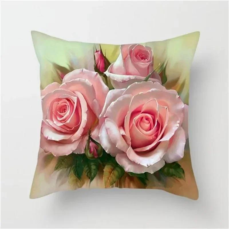 Car Living Room Sofa Cushion Cover Luxury Home Decoration Pillow Cover Colorful Flowers Sunflower Rose Print Pattern