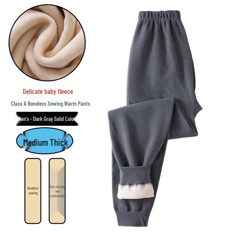 Boys' Warm Plus Velvet Thickened Pants: Medium & Large Sizes, Teen One-Piece for Fall/Winter School Wear