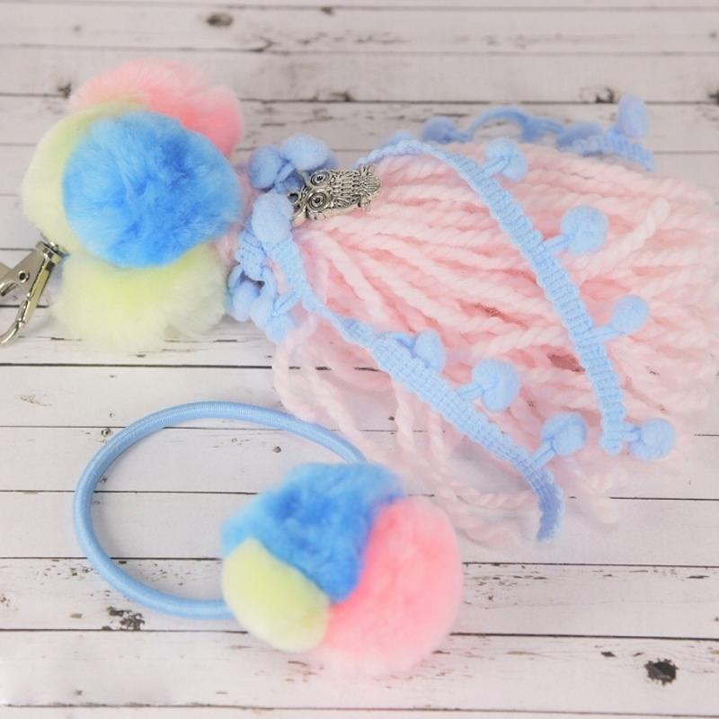 Decorative Plush Pastel Pompoms 60 Pcs Set