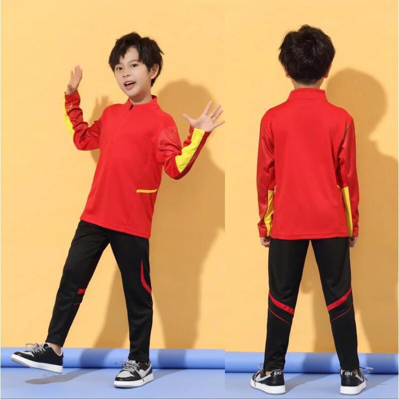 Long-sleeved Football Training Jersey Set, Children's/adult Autumn and Winter Game Jersey, Half-zip Sports Jersey Printing