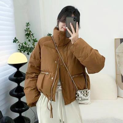 Short Down Jacket Female Autumn Winter Slim Standing Collar White Duck Down Warm Coat