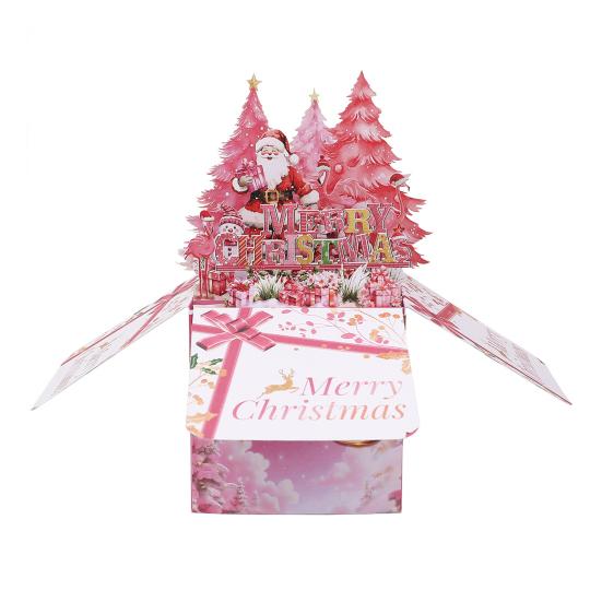3D Pop Up Julekort Rosa Flamingo Julehilsenskort God Jul Gavekort for Gutter Jenter Menn Kvinner