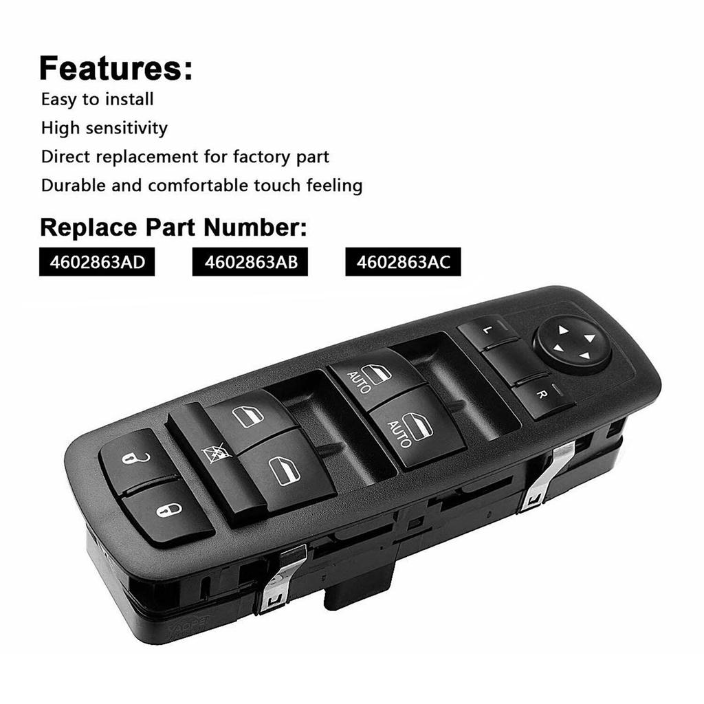 Vikter Front Driver Side Power Master Window Switch Compatible with D-odge Ram 1500 2500 3500 with Quad and Crew Cab 2009 2010 2011 2012 Replace# 4602863AD 4602863AB 4602863AC Vikter Front Driver Side Power Master Window Switch Compatible with D-odge Ram 1500 2500 3500 with Quad and Crew Cab 2009 2010 2011 2012 Replace# 4602863AD 4602863AB 4602863AC