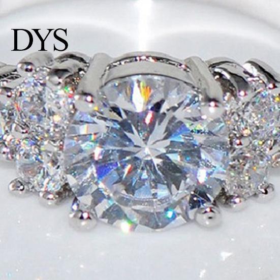 Gemstone Luxury Cubic Zirconia Inlaid Women Engagement Bride Wedding Party Ring Jewelry Gift