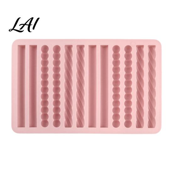 Flexible Soap Crafting Mold Silicone Chocolate Rod Mold 12 Cavity Non-stick Baking Tray Heat Resistant Molds Strip for Oven And Refrigerator Kitchen