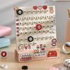Desktop Permanent Calendar with Wood Stand ABS Permanent Countdown Calendar with 3 Rings for Office Desk Date Reminder