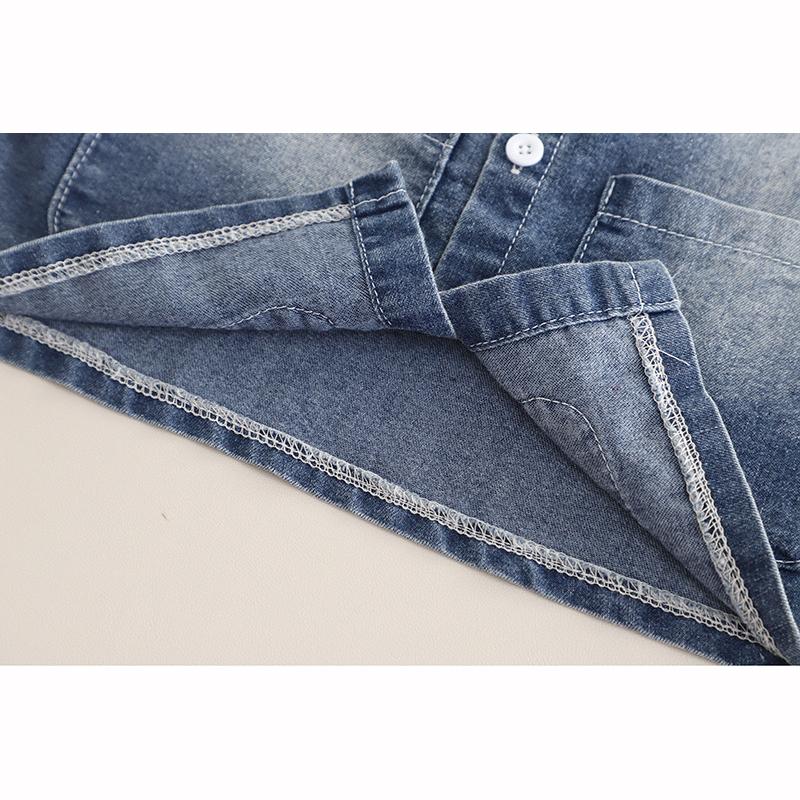 Summer Outfit Handsome Boys Short Sleeved Set Children's Denim Vest Casual T Shirt Set