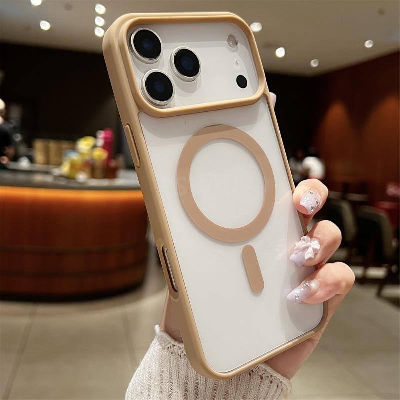 Luxury Magnetic Hard Phone Case for iPhone 17 Air 16 16e 15 14 Plus 13 12 11 Pro Max Magsafe Wireless Charge Transparent Funda