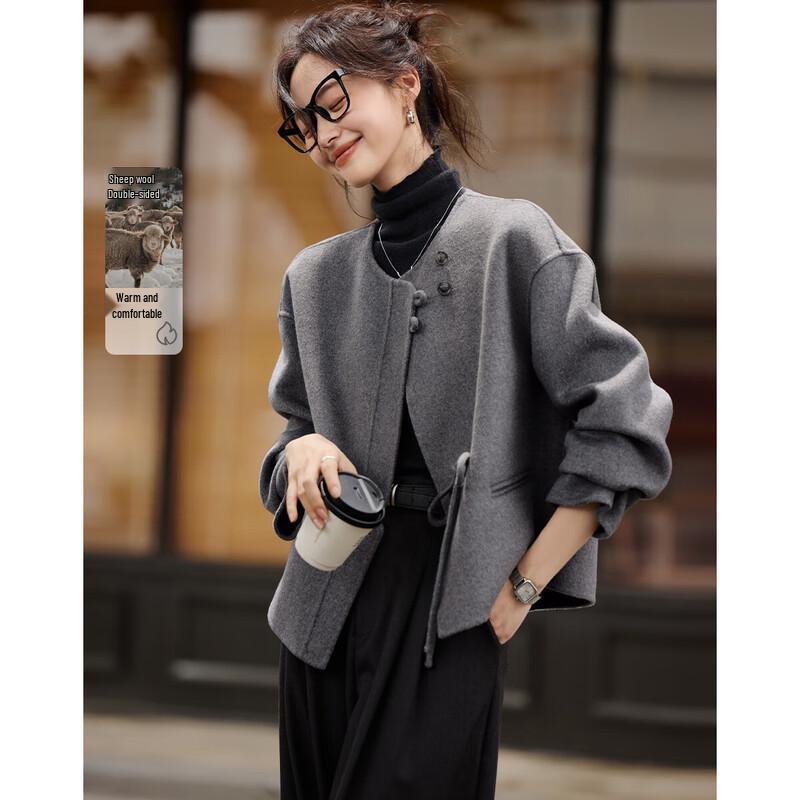 

Mohanyimei Women s New Chinese Style Double-Faced Wool Coat XL