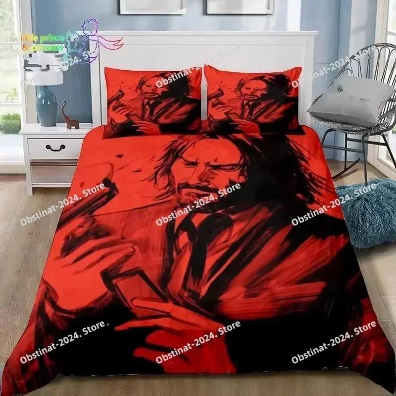 Thriller Film John Wick Bedding Set Print single Comforter Quilt Bed Cover Duvet Cover Pillow Case 3 Pieces Sets Kids Adult Size