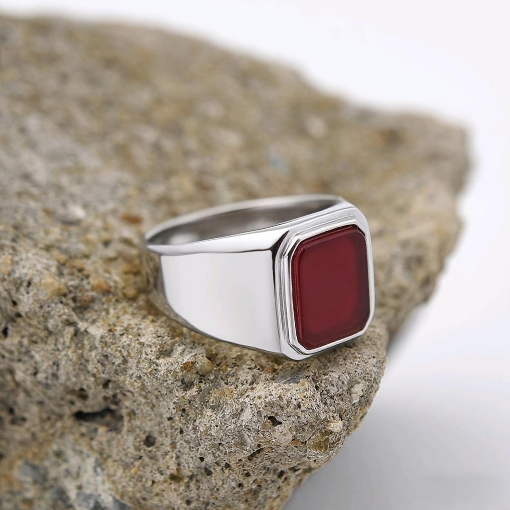 R3381 Men's High Quality 316LStainless Steel Multiple Gemstone Styles Onyx Rings