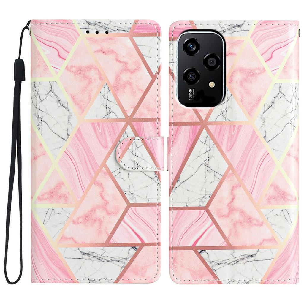 For Honor 200 Lite Wallet Case PU Leather Pattern Printing Stand Phone Cover with Strap