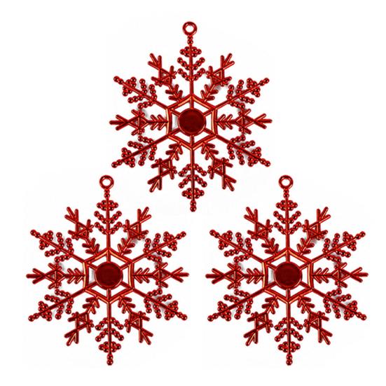Three Dimensional Snowflake Hanging Ornaments 3Pcs Christmas Tree Snowflakes Ornaments, 10cm Glitter Plastic Glossy Electroplated Decorations