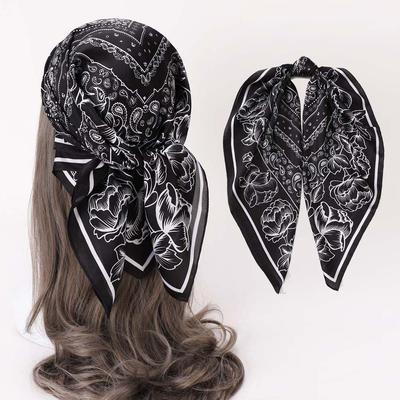 Foulard Quadrato in Seta 70*70cm Donna Asciugamano per Capelli in Raso Stampa Fascia per Capelli Femminile Piccolo Foulard per il Collo Hijab Donna Ragazza Sciarpe