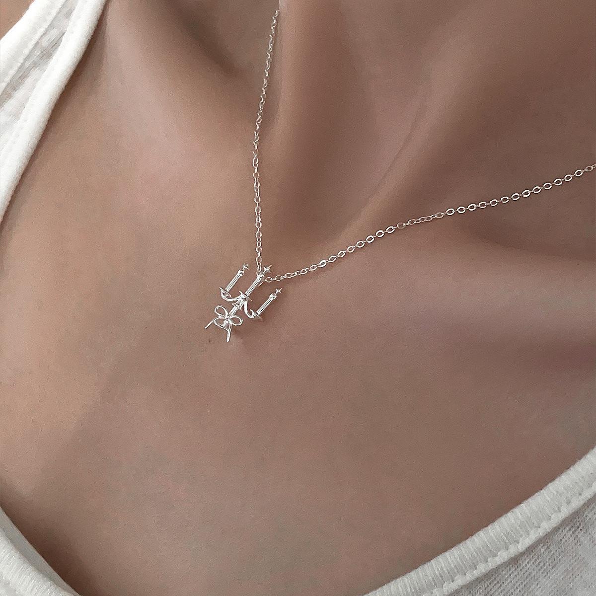 

Ожерелье с подвеской в виде подсвечника из стерлингового серебра 925 пробы для женщин, модная цепочка на ключицу в стиле «Темный ветер» на Хэллоуин 925 silver