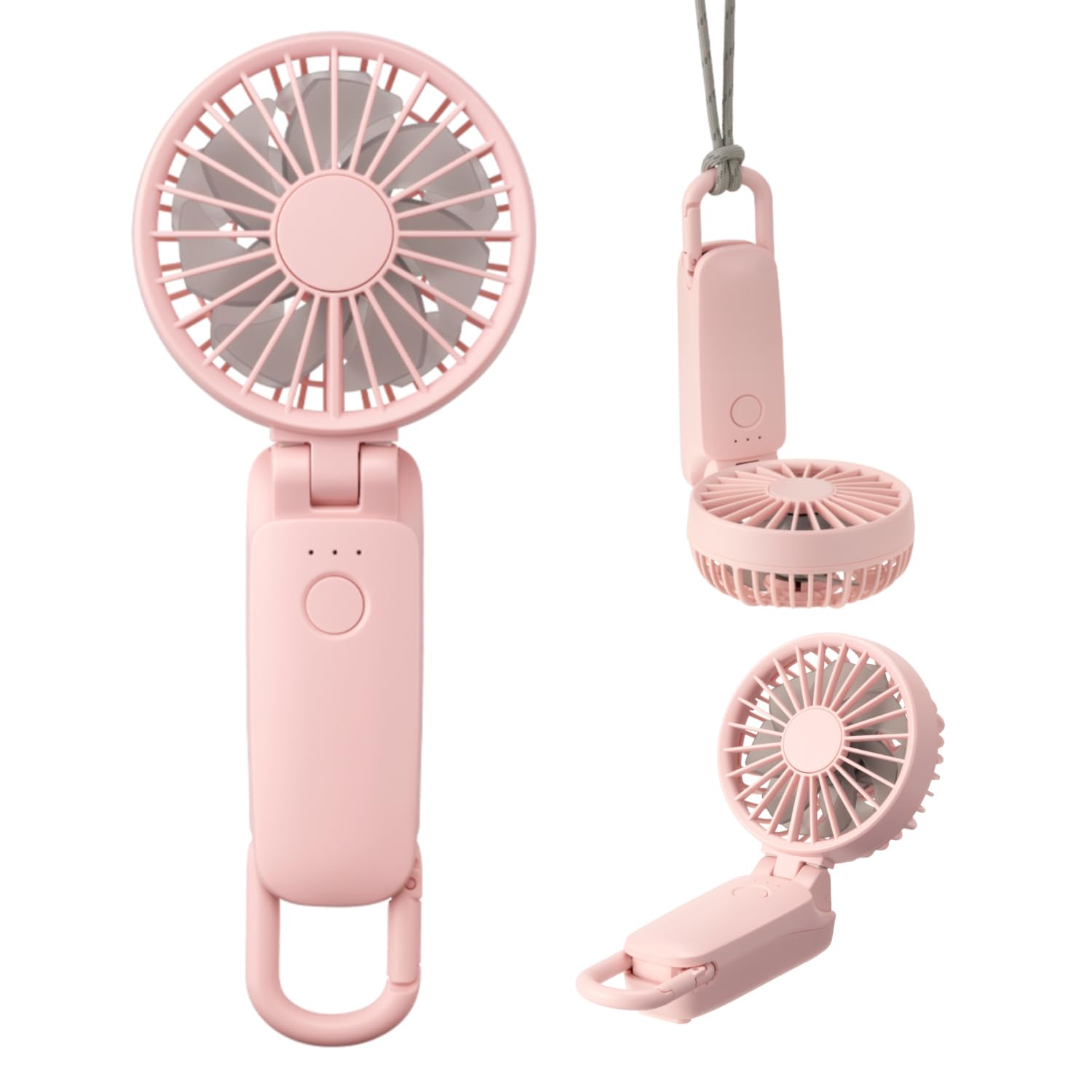 

RHYTHM Ручной вентилятор 2025 Высокий воздушный поток Тихий 3WAY 5 уровней скорости ветра Совместимый ремешок-карабин в комплекте Маленький портативный вентилятор Шелковистый ветер Мобильный Розовый