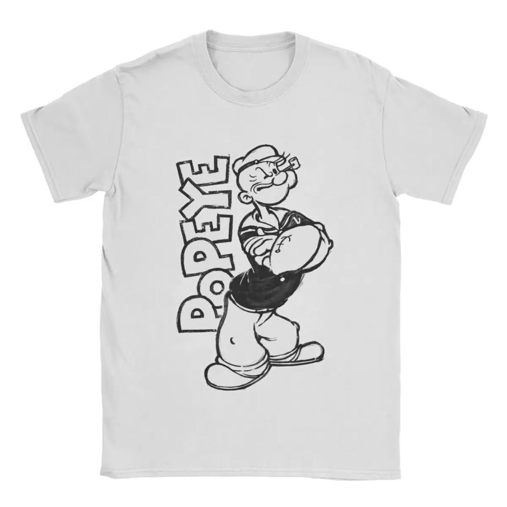 

Футболки Popeyes для мужчин, хлопковые футболки для отдыха, футболки с круглым вырезом, одежда с коротким рукавом, большие размеры S