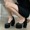 Fashion Runway Style Luxury Pearls Rhinestones Satin Bowknot Women Pumps Summer Fashion Platform Wedges 14CM Ultra High Heels Pary Shoes