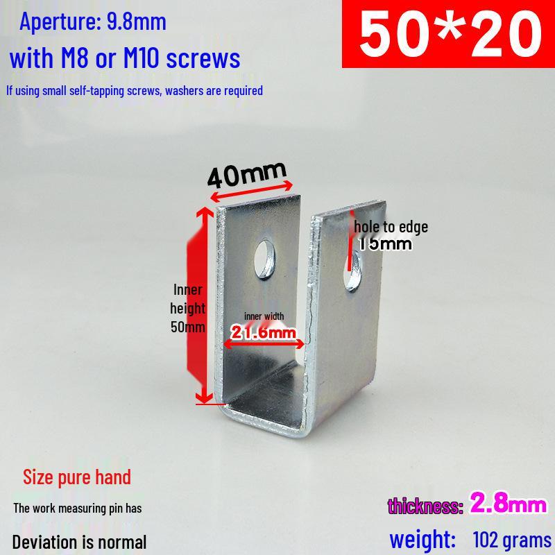 Square Tube Clamp U-Angle Clip with Hole Connector for Mounting