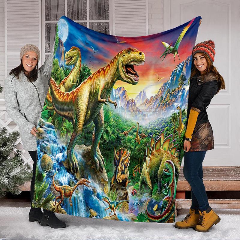 Dinosaur Adventure Blanket Perfect All Seasons Soft Comfortable Sofa Office Nap Travel Birthday Gift Christmas Present