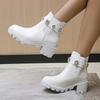 Women's Fashion Color Solid Color Ankle Boots Women's High Heel Rhinestone Chunky Heel Ankle Boots Suede Boots for Women