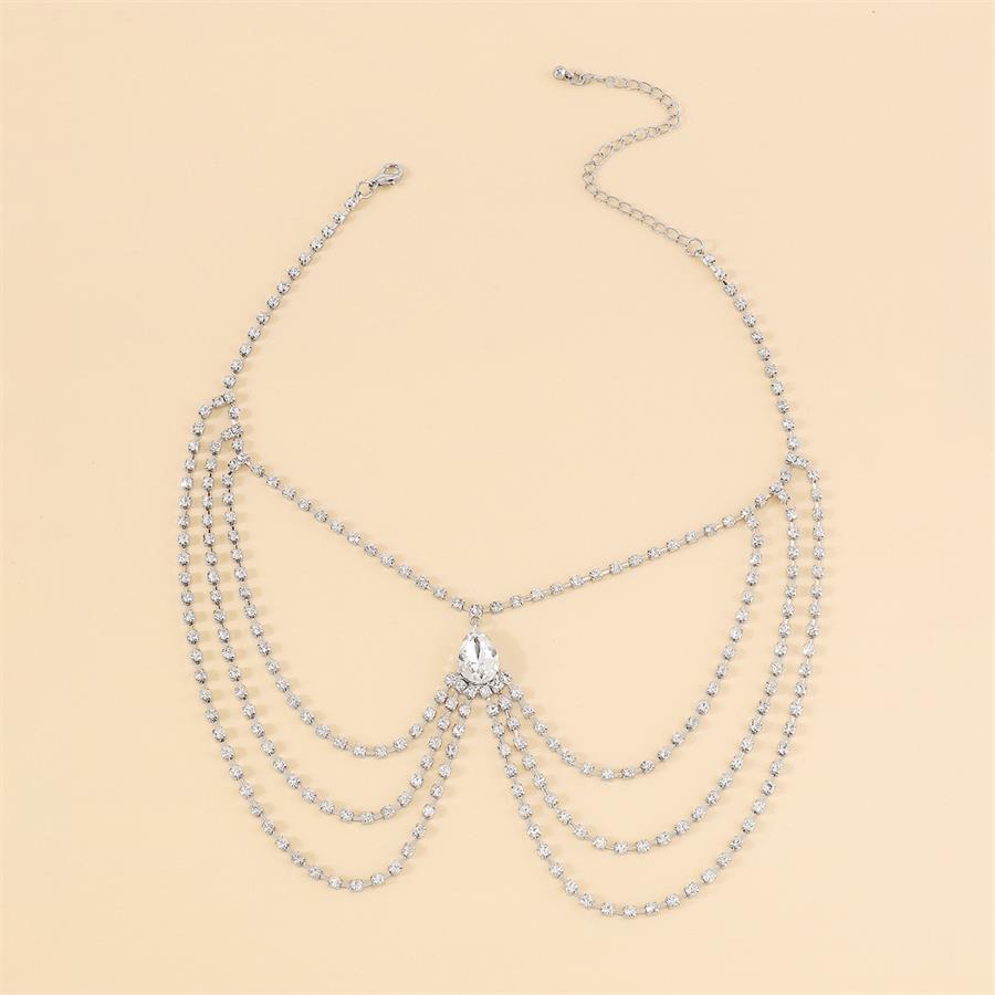 Imitation Diamond Necklace, Multi-Layer Claw Chain, Neck Chain, Temperament Necklace, Crystal Feng Shui Diamond.
