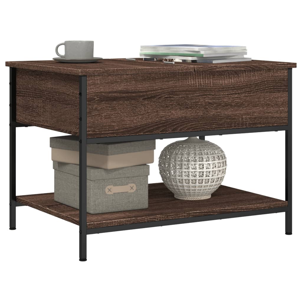 Coffee Table Brown Oak Look 70 x 50 x 50 cm Wood Based Material Metal