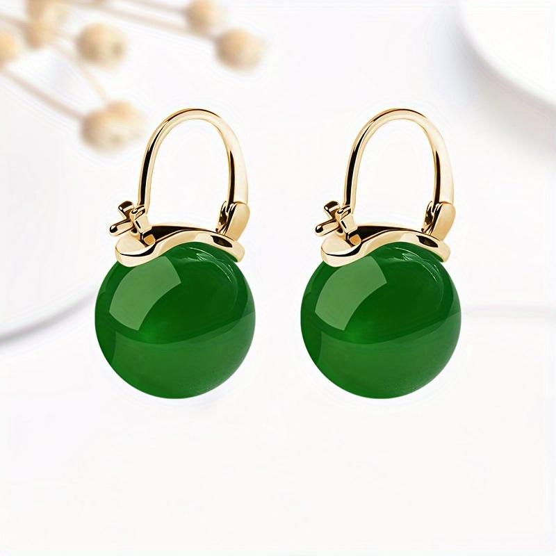 SUNSLL New Ancient Style Green Jade Bead Drop Earrings Temperament Ear Buckle For Women Girls Banquet Party Jewelry Gifts