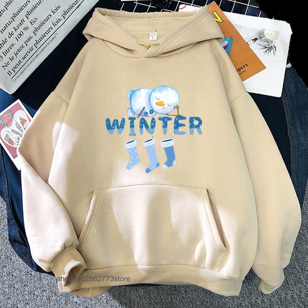 Christmas Socks Print Hoodies Blue and White Chinoiserie Sweatshirt Winter Clothes Women Cartoon Men's Long Sleeve Tops