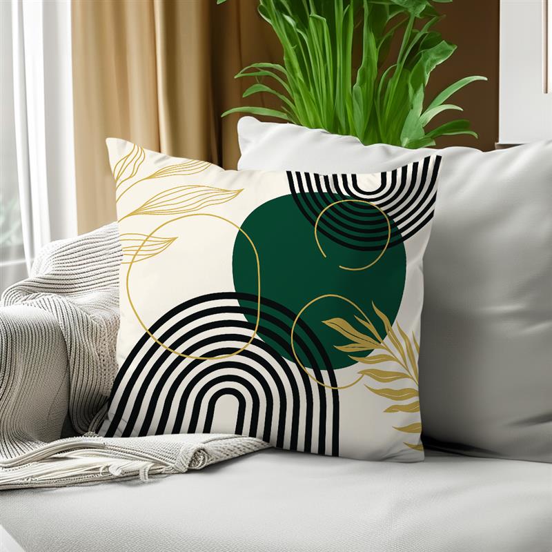 Heimdeko Modernes Geometrisches & Blattgold Kissenbezug Muster Kissenbezug Geeignet für Sofa Schlafzimmer Auto Kissenbezug