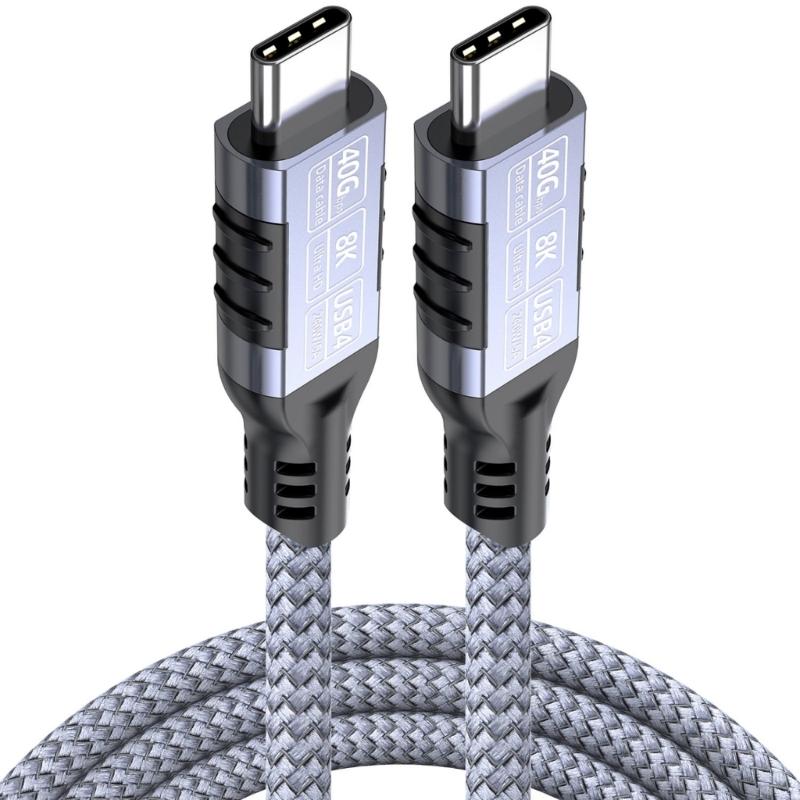 USB C Extension Cable Support 8K@60Hz Video 240W Charging 40Gbps Data Transfer Braided USB 4 Cable for Type C Devices