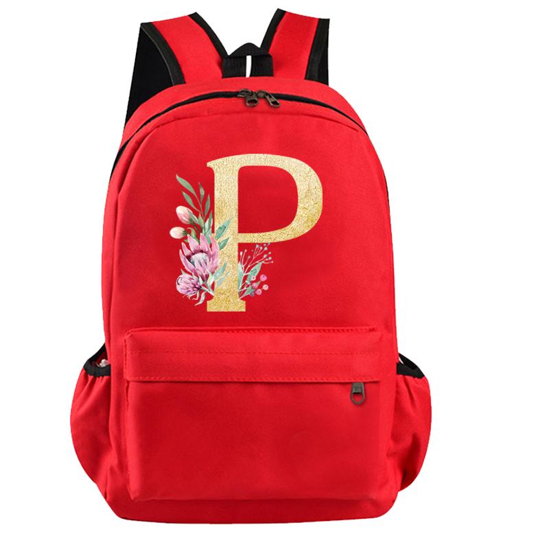 26 English Letters Cosplay Canvas Red Backpack Children Schoolbag Travel Bag Back To School Bookbag for Kids