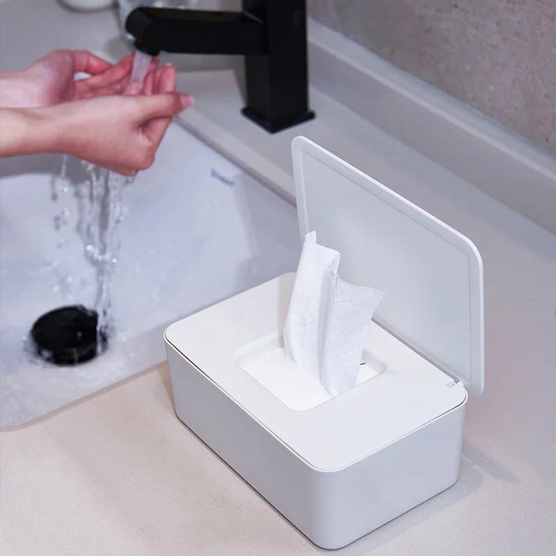 Dustproof Wet Tissue Box with Lid High-capacity Nappy Tissue Storage Holder Dispenser Household Office Paper Tissue Organizer