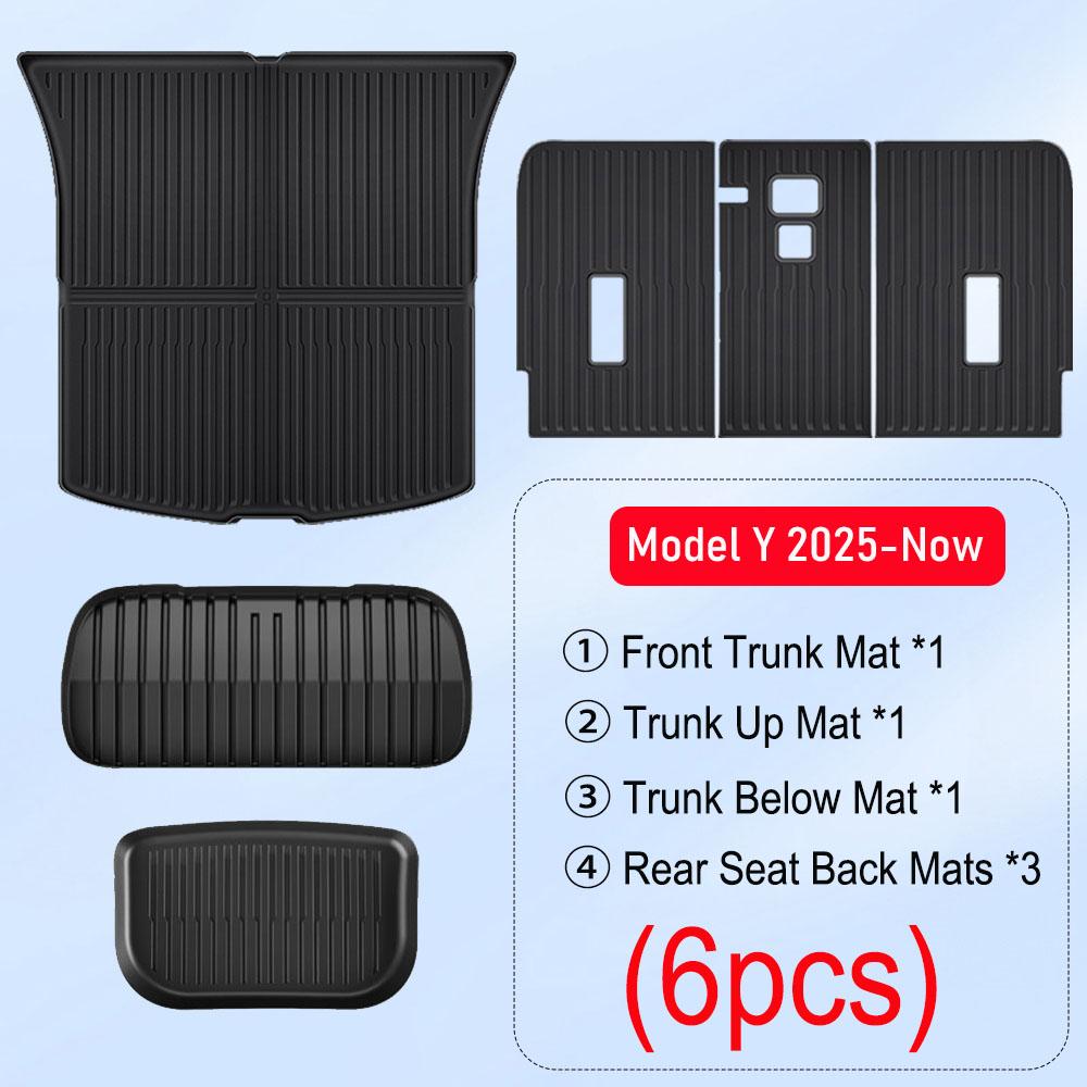 For 2025 2026 Tesla Model Y Juniper Trunk Mats Rear Seat Backrest Cover Protective Pad Frunk Cargo Liners Kick Pads Accessories