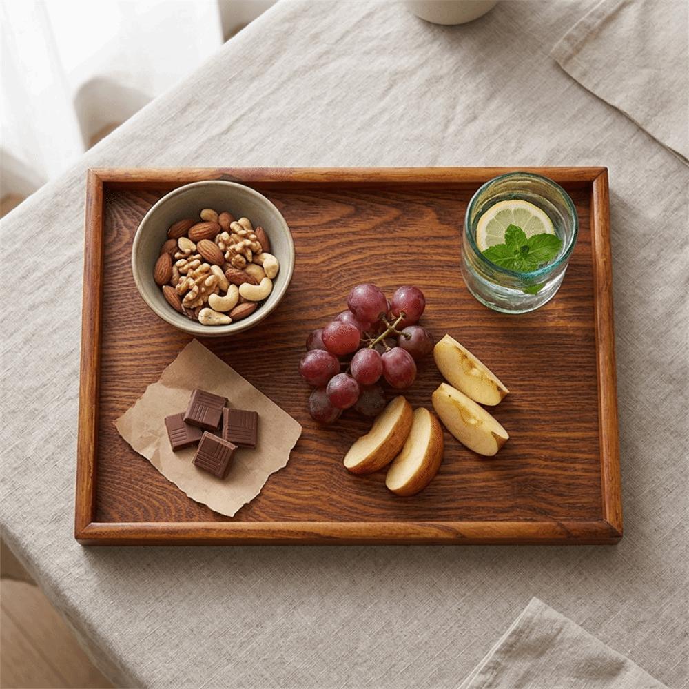 Wood Serving Tray Rectangular Food Tray Stylish Fruit Platter  Kitchen Dining Table