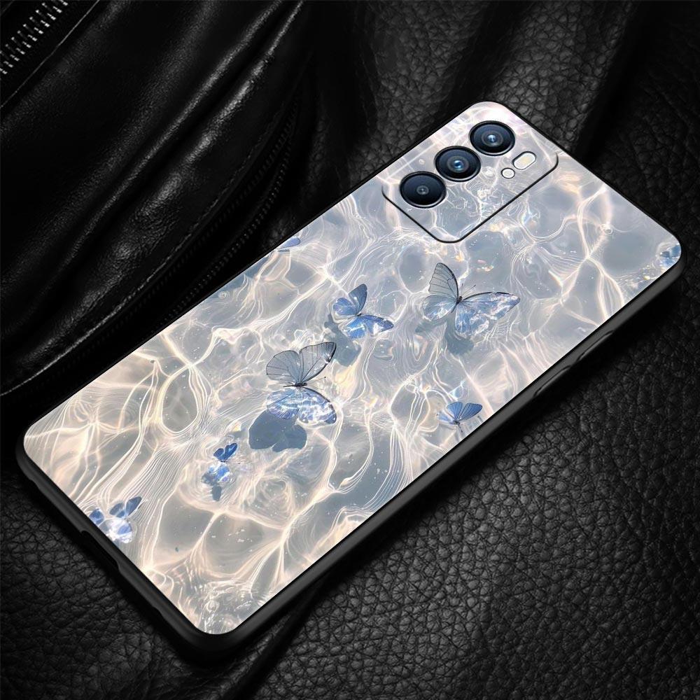 Handyhülle für Oppo Reno13 Reno12 Reno11 F Reno10 Pro A54 A53 A95 A76 A57 A98 A80 A79 5G A78 4G Hülle Blauer Schmetterling Meereswellen