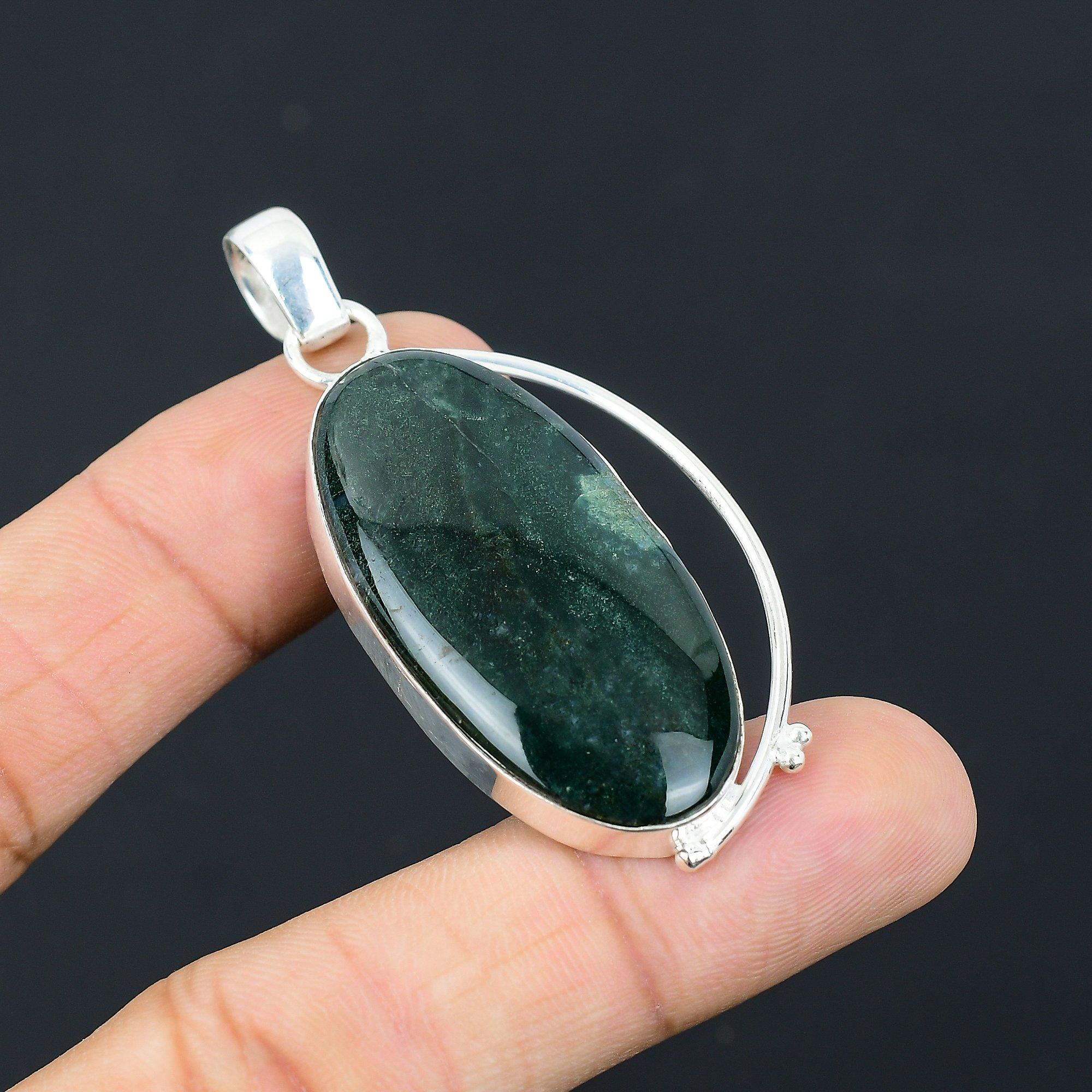 

Womens day Sale 925 Silver Oval Bloodstone Stone Wife Birthday Pendant Jewelry