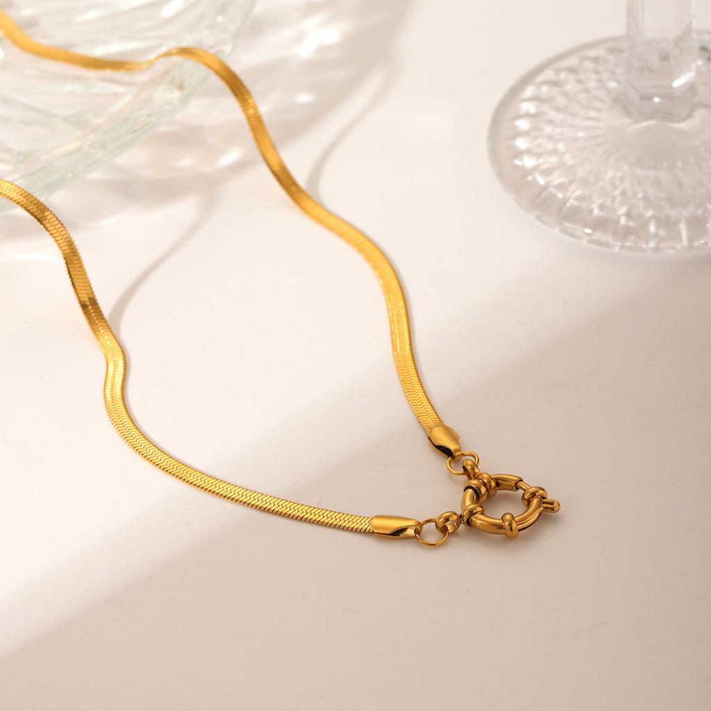 Blade Chain O-shaped Spring Clasp Pendant Necklace for Women, Unique Minimalist High-end Snake Chain