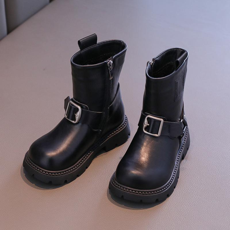 British Style Girl Winter Boots Simple Classic Children Fashion Boots Black Brown Versatile Kids Cotton Boots Round-toe Zipper