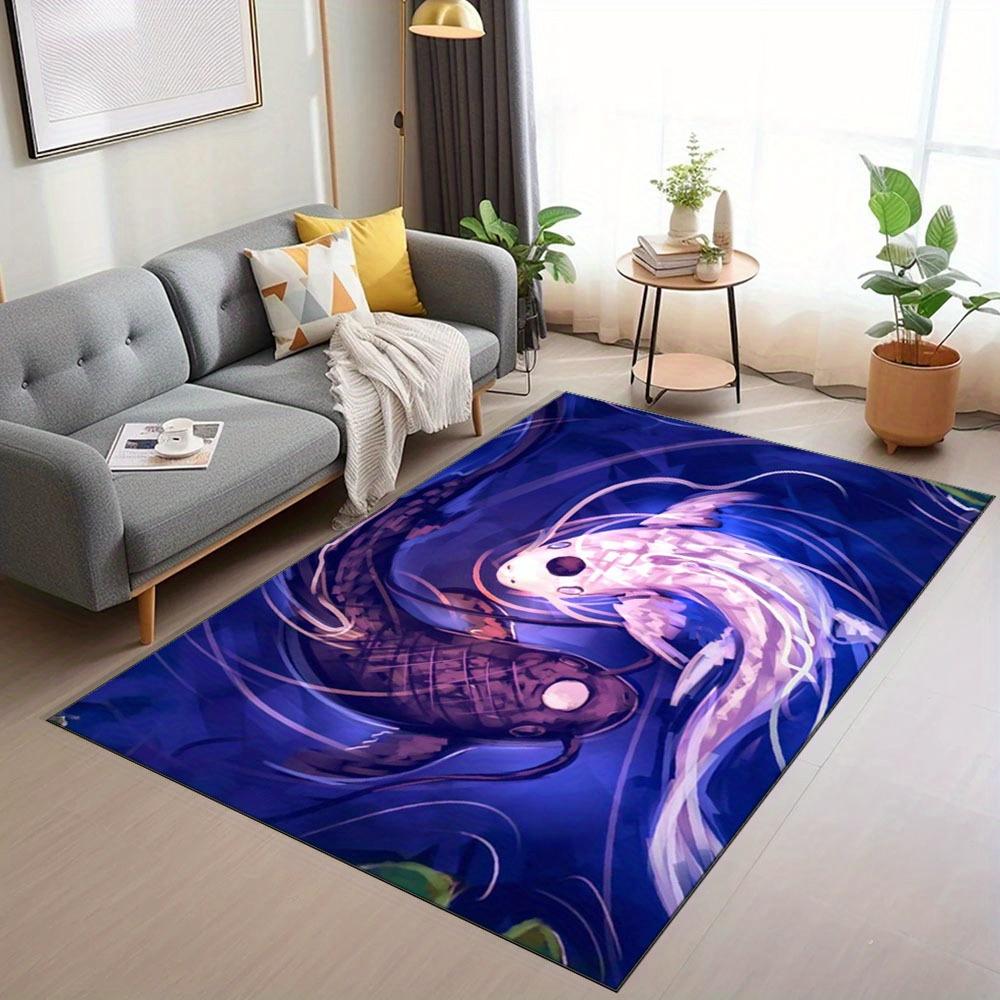 

Charming Koi Fish Design Area Rug - Non-Slip, Durable Polyester Floor Mat with Vibrant Purple & Blue Artwork, Perfect for Home, 50x80cm