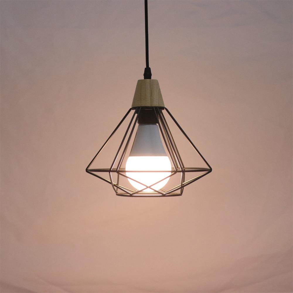JOYINLED 3-Head Ceiling Lamp Indoor Lighting Living Room Kitchen Restaurant Ceiling Light Industrial Wood Iron Cage Pendant Lamp