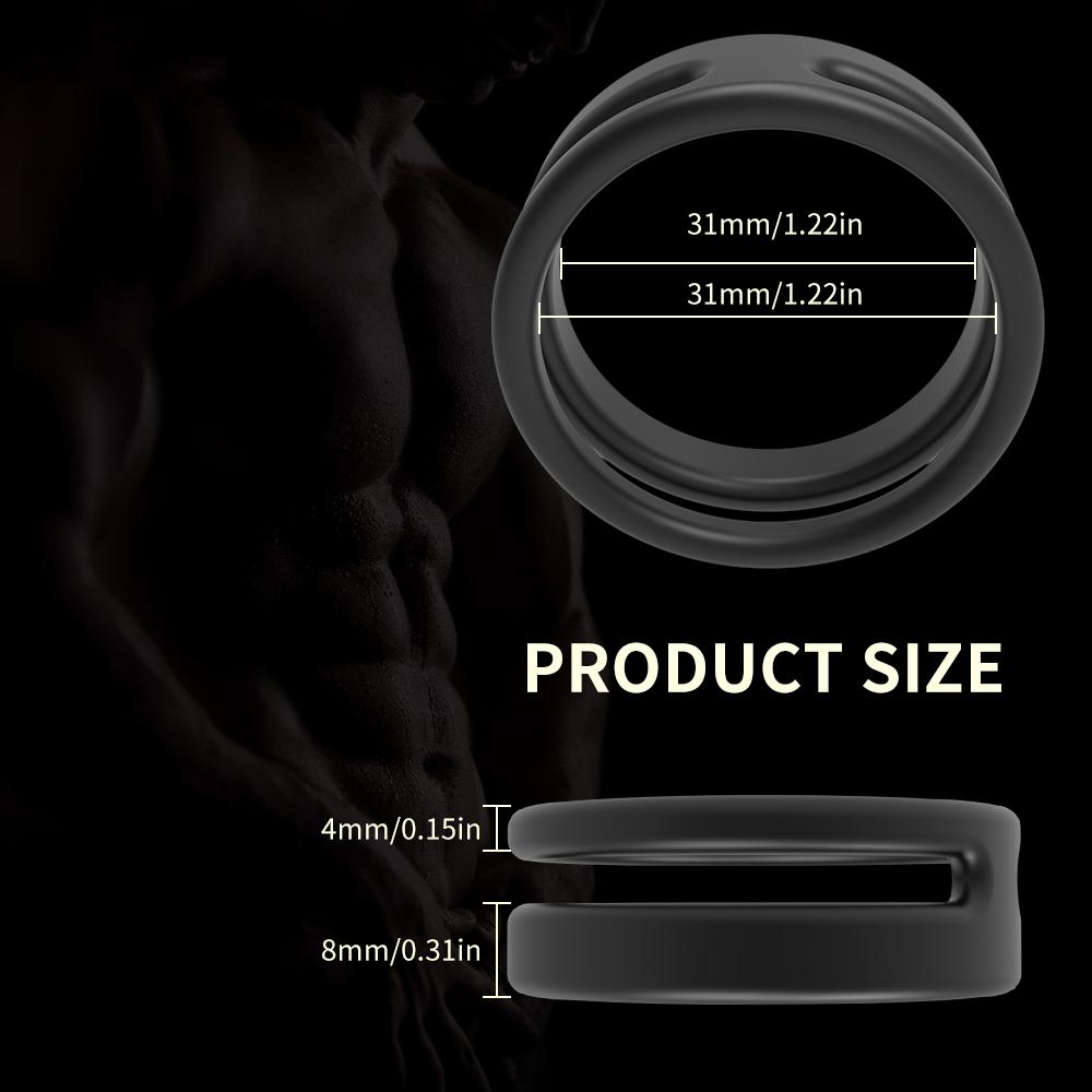 Safe Silicone Black Male Rings Double Cockring Delay Premature Ejaculation Penis Ball Loop Lock Adult Sex Toys Product for Men