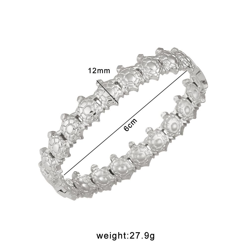 18K Gold-Plated Personalized Turtle Bangle Bracelet - High-Polish Stainless Steel, Longevity Design