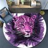 Purple Leopard Round Area Rug,Carpet Rug for Living Room Bedroom Sofa Playroom Decor,Non-slip Floor Mat