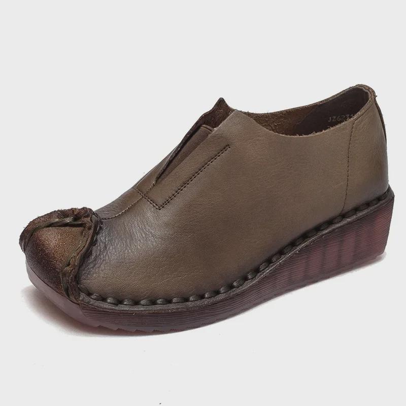 Shanghai Jiechu 2022 Etnické Retro Dámské Kožené Boty - Měkká Podrážka, Pohodlné & Stylové